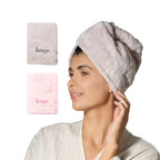 Plush Hair Wrap Towel Medium Ultra-Absorbent Coral Fleece 2-Pack